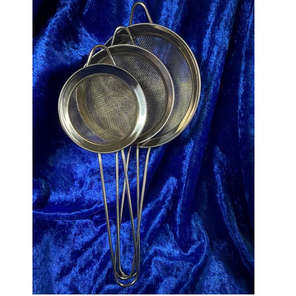 Nesting Mesh Strainer Set 3pc Silver Stainless Steel Kitchen Essentials VeryNice